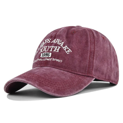 Embroidered Vintage Baseball Cap – Washed Cotton Snapback for Men & Women