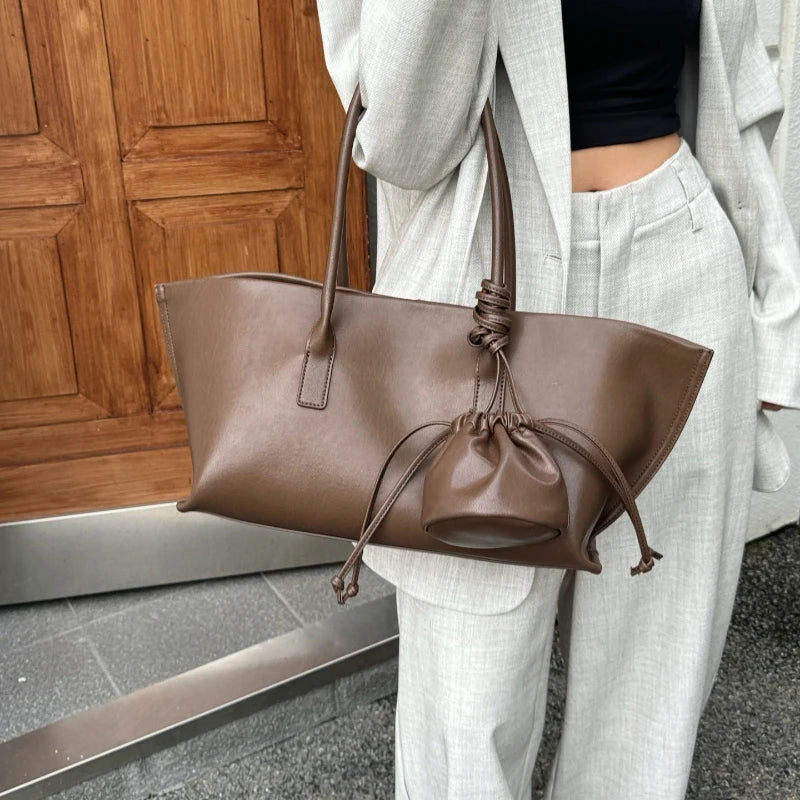 Genuine Leather 3-in-1 Women's Tote Bag – Large Capacity Shoulder Bag