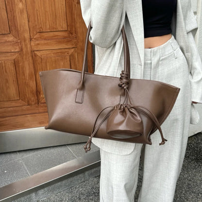 Genuine Leather 3-in-1 Women's Tote Bag – Large Capacity Shoulder Bag