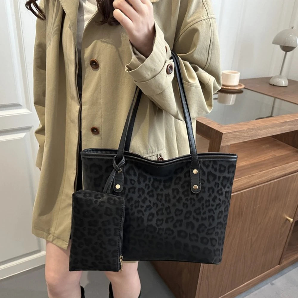 Leopard Print Tote Bag Set – 2-Piece Women's Shoulder Bag
