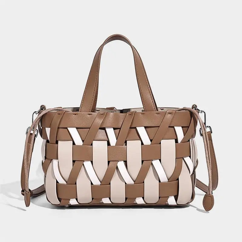 Woven Basket Handbag – 2-in-1 Shoulder & Crossbody Bag