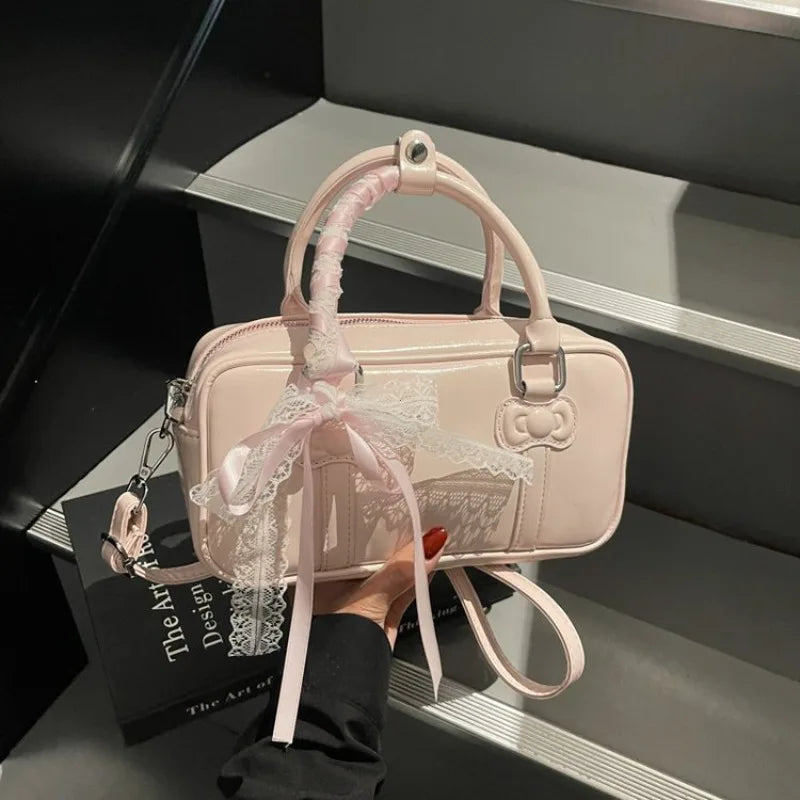 Y2K Bowling Bag – PU Leather Shoulder & Crossbody Handbag
