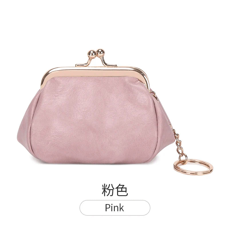Kiss Lock Coin Purse Mini PU Leather Wallet for Women