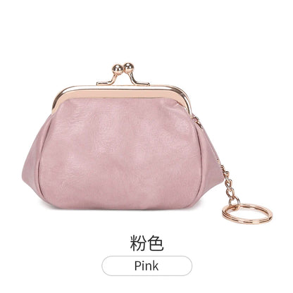 Kiss Lock Coin Purse Mini PU Leather Wallet for Women