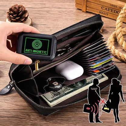 Genuine Leather Long Clutch Wallet for Men – Zip Organizer