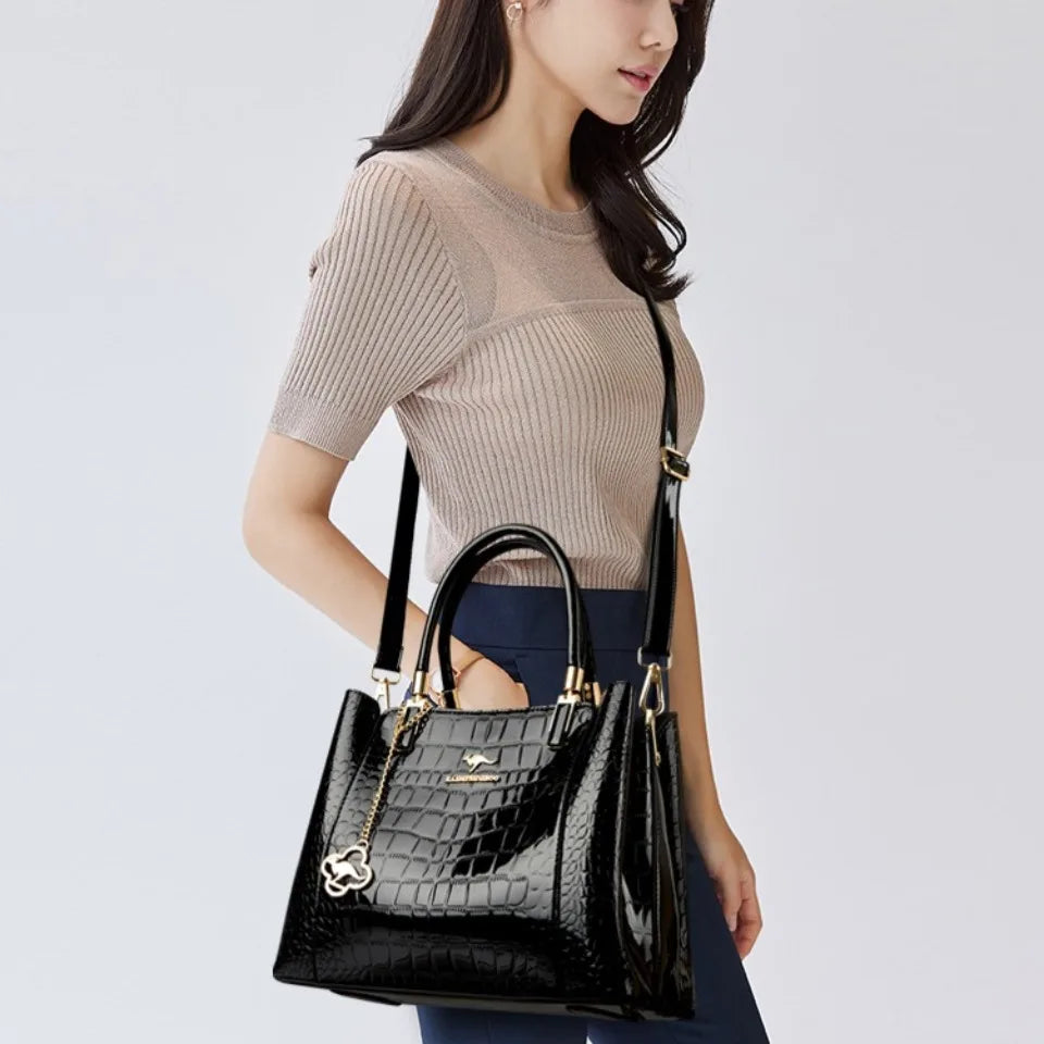 Crocodile Pattern PU Leather Tote Handbag for Women