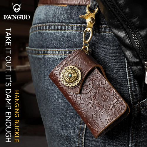 Genuine Leather Key Wallet with Card Holder & Key Chain for Men