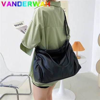 Large Soft Leather Hobo Shoulder Bag for Women
