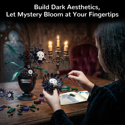 Skull Flower MOC Building Blocks Set – Gothic Skeleton Potted Plant