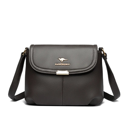 Leather Crossbody Shoulder Bag for Women – Soft Flap Handbag