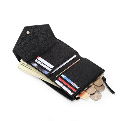 Genuine Leather Trifold Wallet for Women – Slim Cowhide Card Holder