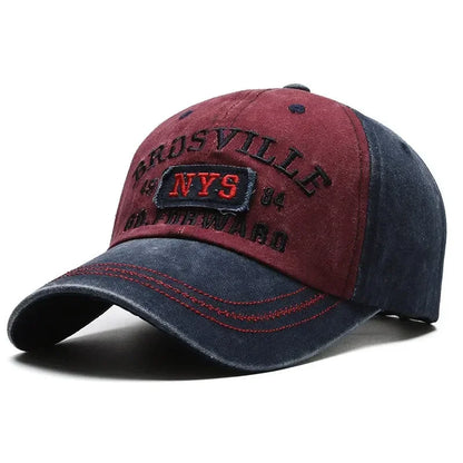 Distressed Washed Cotton Baseball Cap – Letter Embroidery Dome Hat