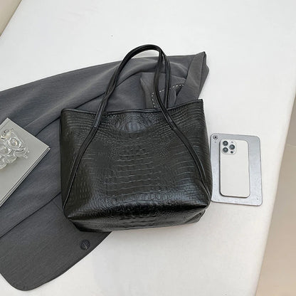 Crocodile Print Tote Bag for Women – Large Capacity Shoulder Handbag