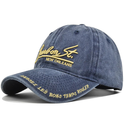 Washed Denim Baseball Cap – Bourbon St. New Orleans Embroidery