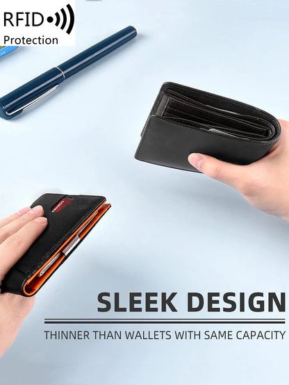 RFID Blocking Carbon Fiber Wallet – Ultra-Slim Bi-Fold Credit Card Holder with ID Window