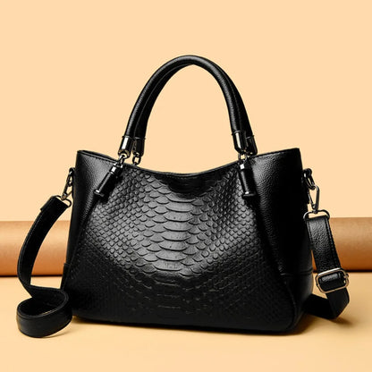 Snakeskin Leather Tote Bag for Women – Luxury Shoulder Handbag