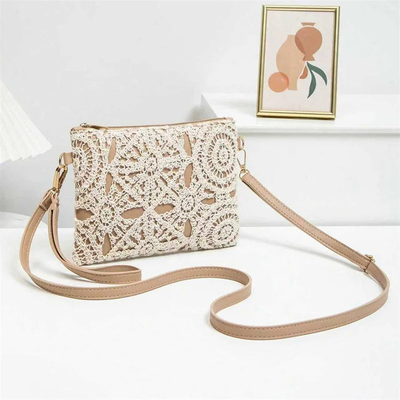 Boho Crochet Crossbody Bag Hollow Woven Beach Purse