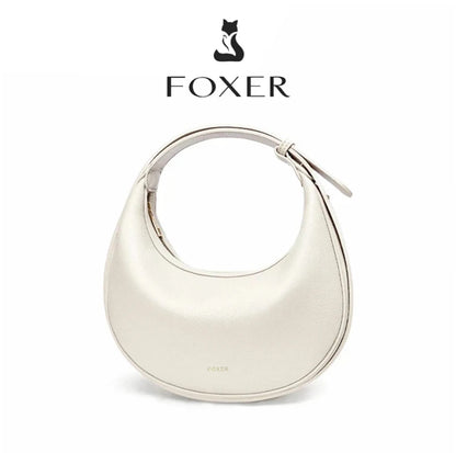 FOXER Brand PU Leather Women's Shoulder Bag 2026 Fashion Lady Crescent Luxury Design Half-moon Handbag Crossbody Bag Girl Gift