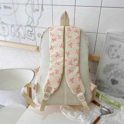 Bow Print Women's Backpack Set – Lightweight 3-Piece School Bag