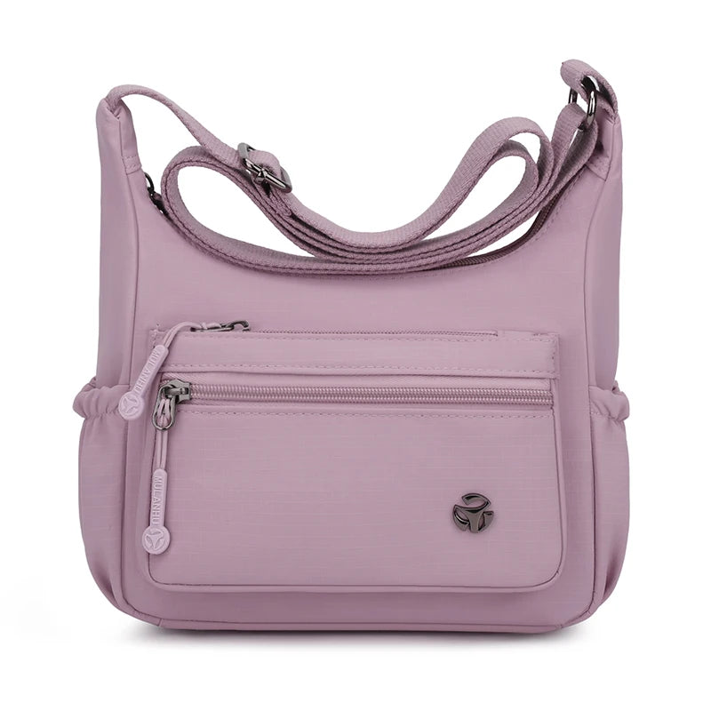 Women's Lightweight Waterproof Nylon Crossbody Bag – Multi-Pocket Shoulder Handbag