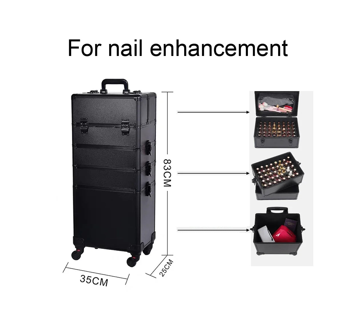 Professional Multilayer Rolling Makeup Case with Wheels