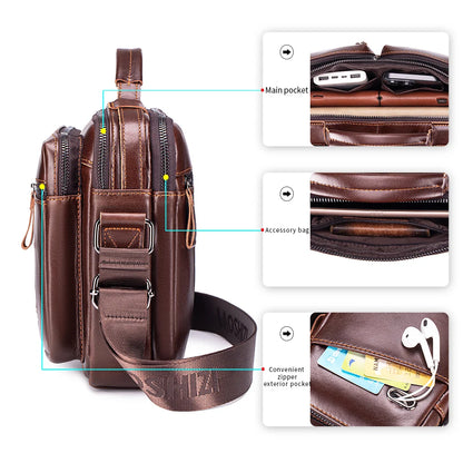 Genuine Leather Men's Crossbody Shoulder Bag – Business Handbag