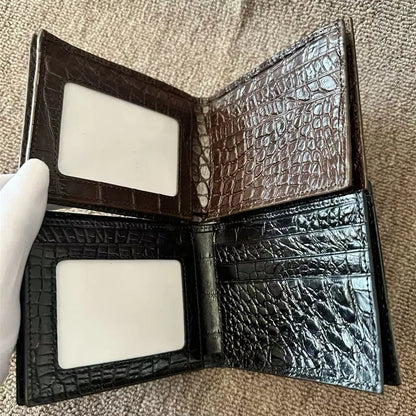 Genuine Leather Crocodile-Embossed Card Holder Wallet