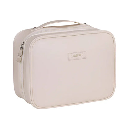 Large Capacity PU Leather Makeup Bag – Travel Cosmetic Case with Brush Holder