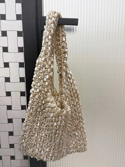 Pearl Beaded Shoulder Bag for Women – Luxury Summer Tote