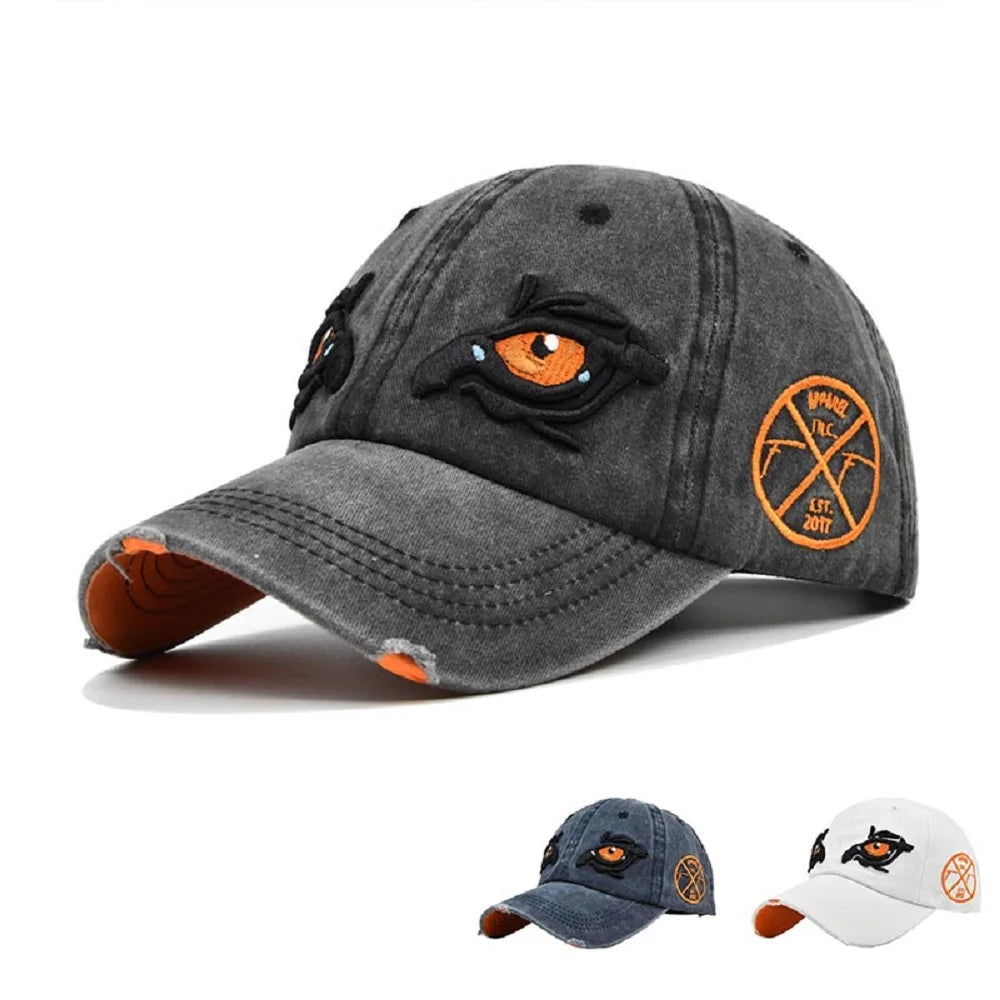 Eagle Eye Embroidery Baseball Cap – Vintage Washed Snapback Hat