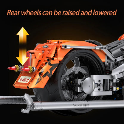 MOC Cruiser Motorcycle Building Block Set – 1:5 Scale, 2392 Pieces