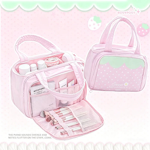 Large Capacity Makeup Bag with Dividers – Musical Notes Design