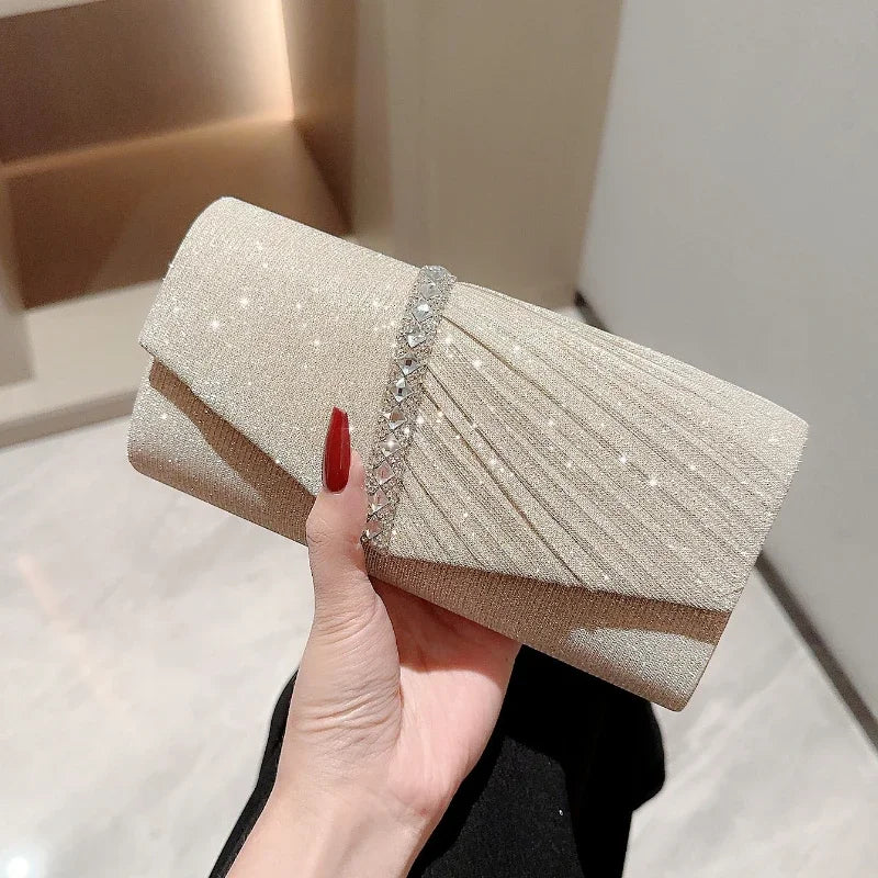 Glitter Evening Clutch Bag – Elegant Chain Shoulder Purse for Women