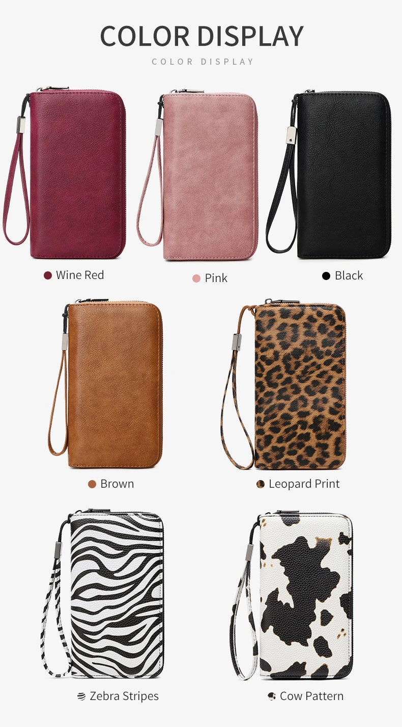 RFID Blocking Women's Animal Print Accordion Wallet Wristlet