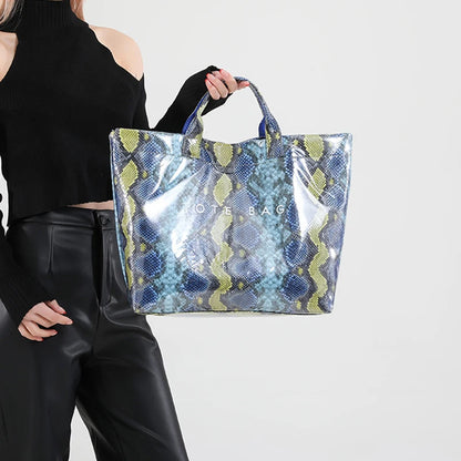 Snakeskin Pattern Tote Bag – Large Capacity Women's Shoulder Bag