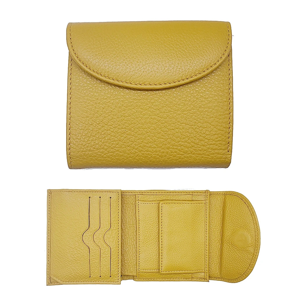 Women's Genuine Leather Short Wallet – Flap Closure with Card Holders