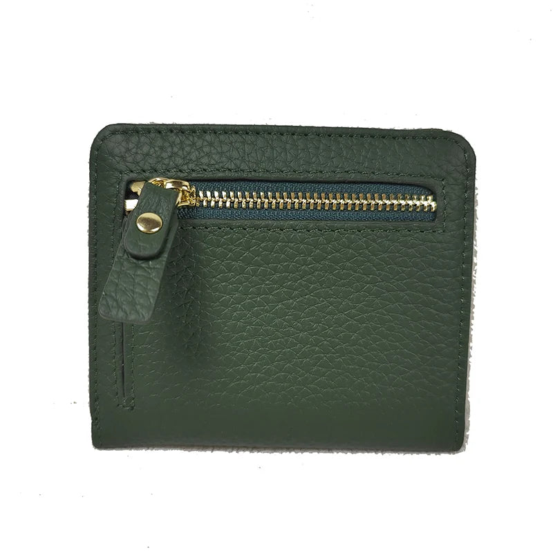 Genuine Leather Cat Charm Short Wallet for Women
