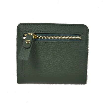 Genuine Leather Cat Charm Short Wallet for Women