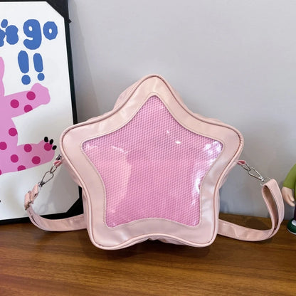 Star-Shaped Ita Bag Transparent Crossbody – Kawaii Pin Display
