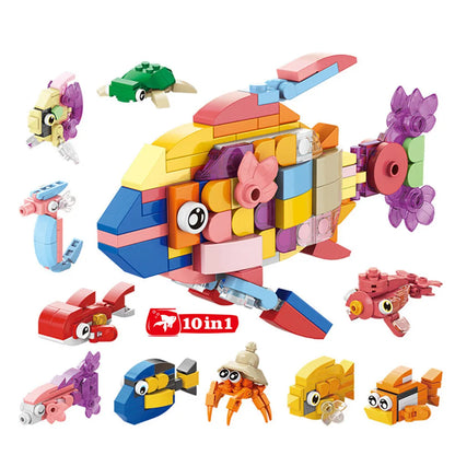 10-in-1 Animal World Building Blocks Kit – Elephant, Giraffe & More