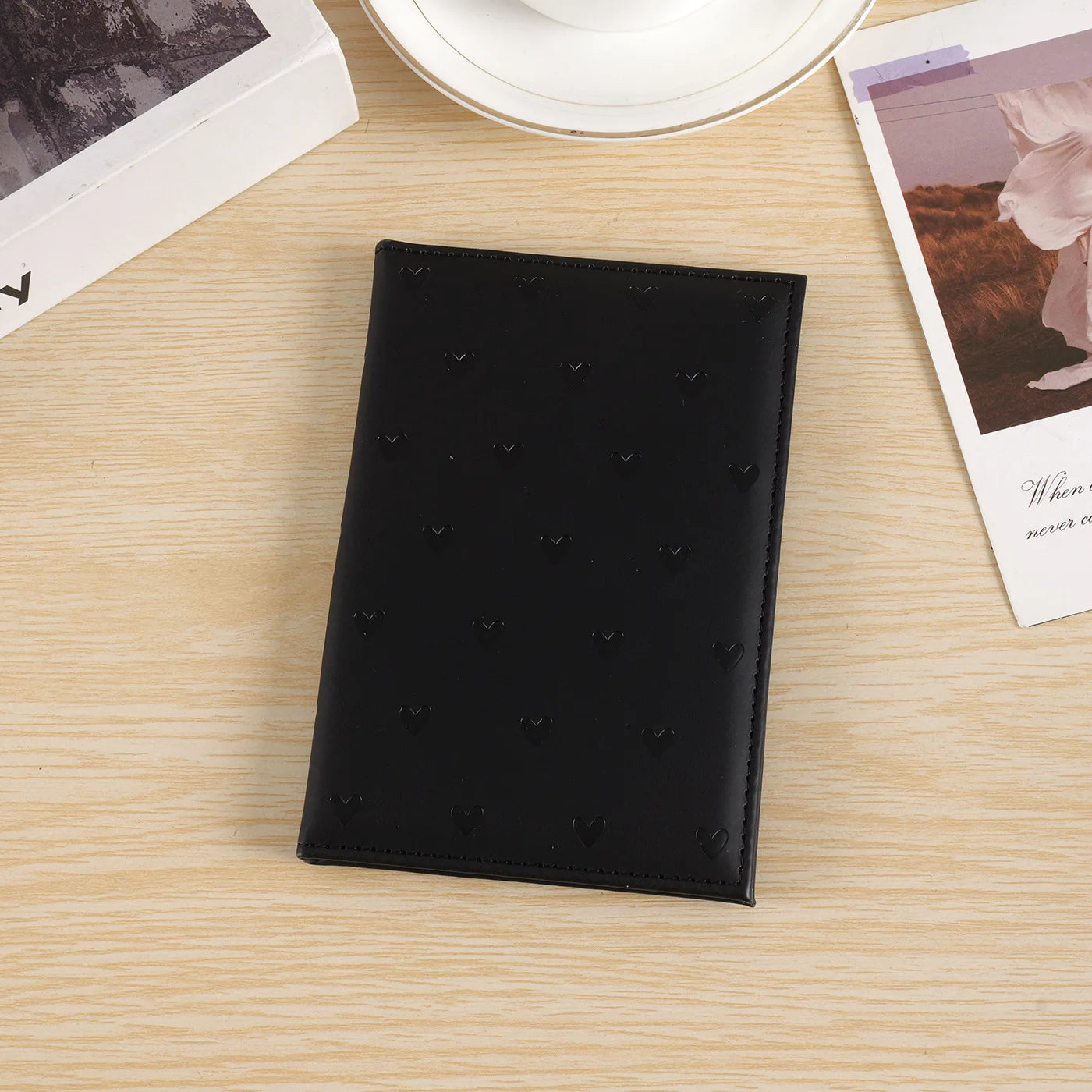 Passport Holder – Cute Heart Print PU Leather Travel Wallet