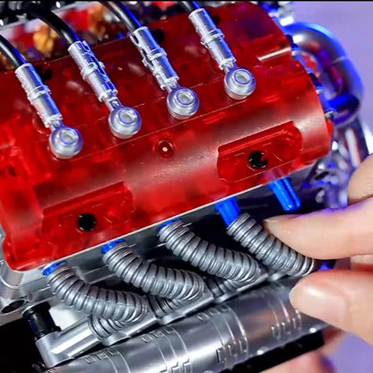Twin-Turbo V8 Engine Building Blocks Kit – Motorized Technical Set