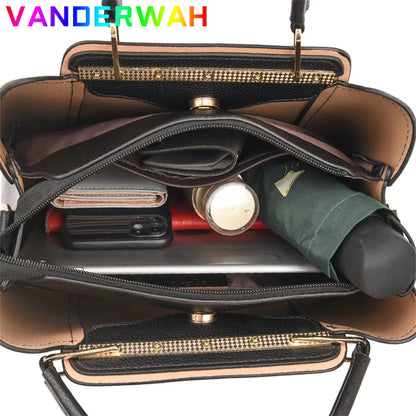 Women's Leather Crossbody Handbag – 3-Layer Shoulder Bag