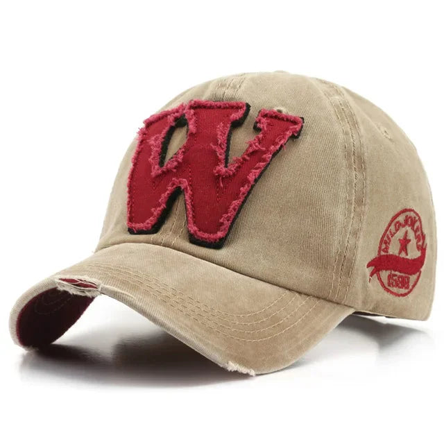 W Embroidery Snapback Baseball Cap – Unisex Cotton Hip Hop Hat