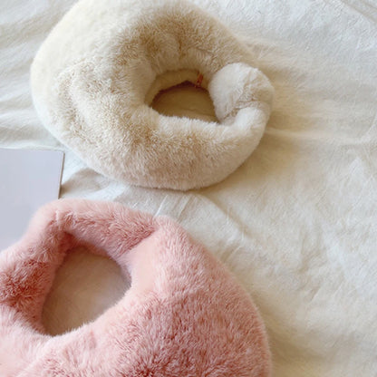 Plush Half Moon Bag – Fluffy Top Handle Clutch for Women