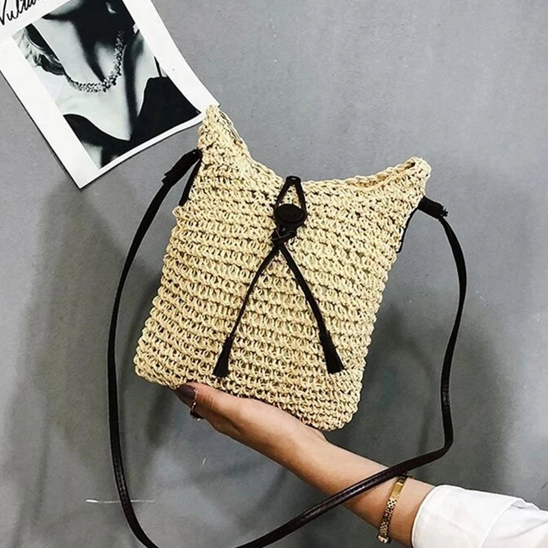 Woven Straw Shoulder Bag – Bohemian Beach Crossbody