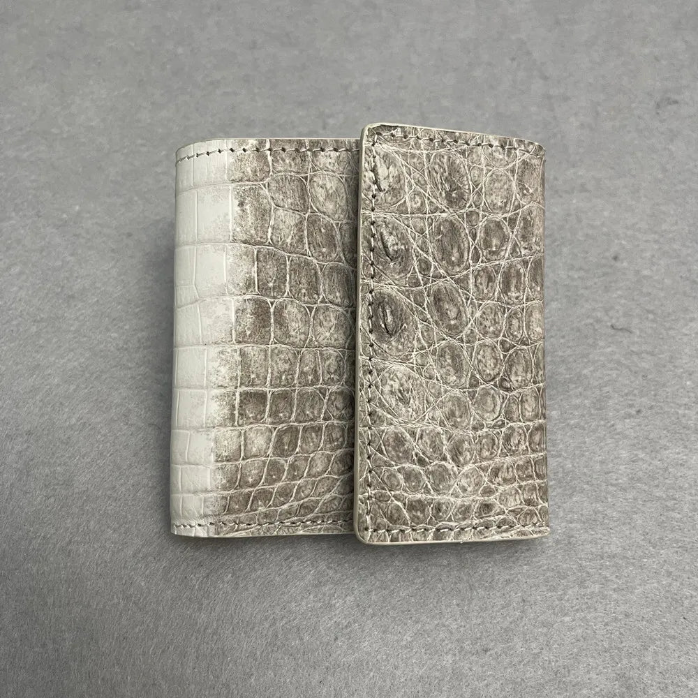Himalayan Crocodile Leather Bifold Wallet – Unisex Multi-Card Zipper
