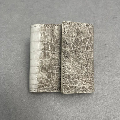 Himalayan Crocodile Leather Bifold Wallet – Unisex Multi-Card Zipper