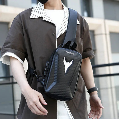Hard Shell Sling Bag – Men's Multifunctional Crossbody with Password Lock