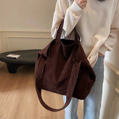 Large Velvet Tote Bag for Women – Retro Shoulder & Underarm Bag